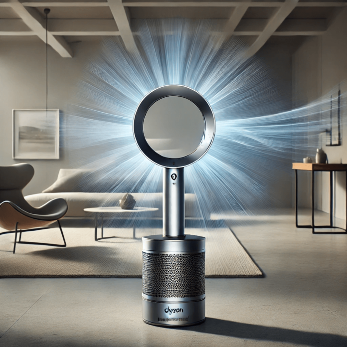 Sleek Dyson Pure Cool air purifier in a minimalist room, featuring its bladeless fan design and advanced air purification technology for cleaner indoor air.