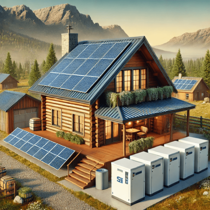 Modern home with solar panels on the roof, featuring a split design showing common myths like 'Too Expensive' vs. facts like 'Cost Savings' to highlight solar energy misconceptions and realities.